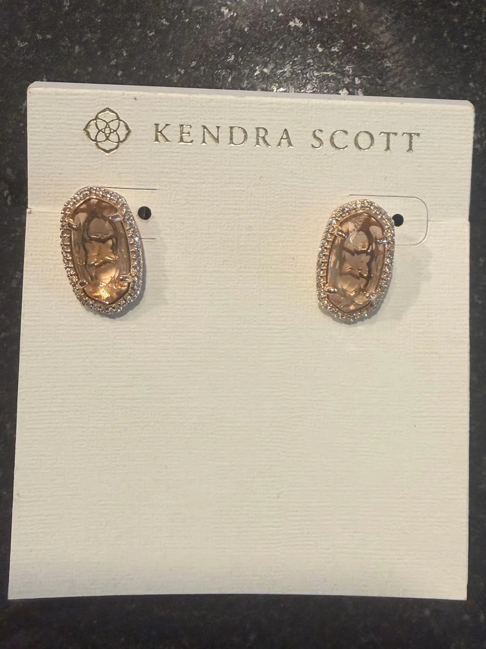 Kendra Scott Gold Champagne Ellie Stud Earrings NWT